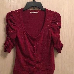 Charlotte Russe Red Button Down Sweater Size S